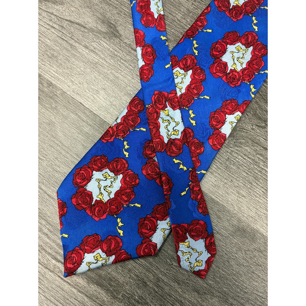 Grateful Dead Spanish Lady First Set Tie Skull Roses Blue Red 4" x 59.25"